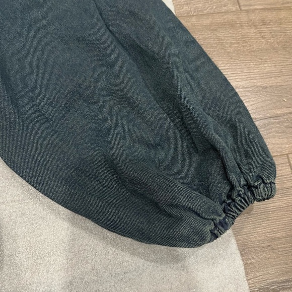 [M]Velvet Heart Dark Denim Balloon Long Sleeve Shirt Dress Belted - Picture 3 of 9